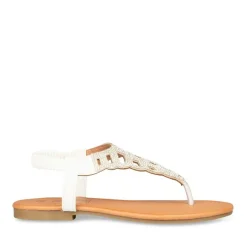 Sandales Entredoigt BLANC Femme Elastique