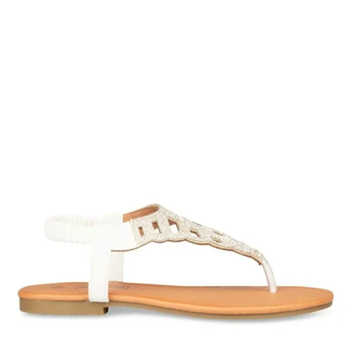 Sandales Entredoigt BLANC Femme Elastique