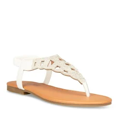 Sandales Entredoigt BLANC Femme Elastique