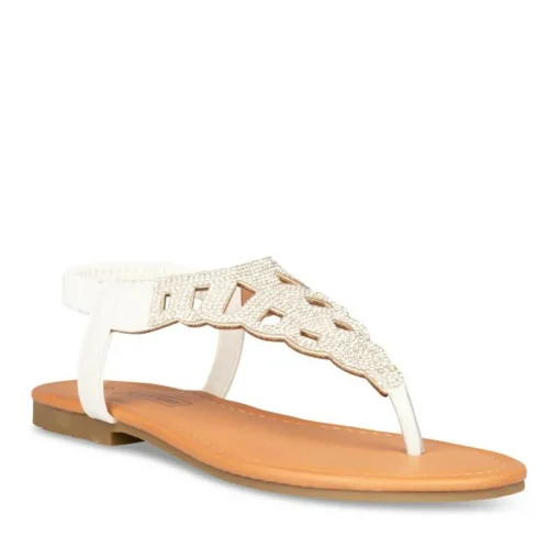 Sandales Entredoigt BLANC Femme Elastique