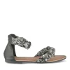 Sandales Entredoigt NOIR Femme Motif Fleuri Fermeture éclair