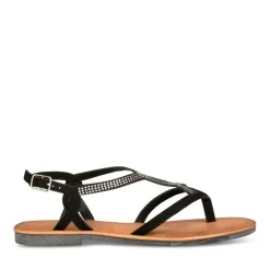 Sandales Entredoigt NOIR Femme Motif Uni Boucle