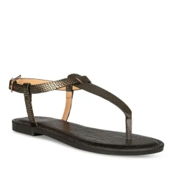 Sandales Entredoigt NOIR Femme Motif Uni Boucle