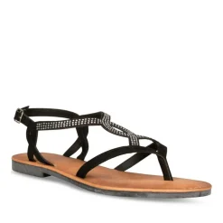 Sandales Entredoigt NOIR Femme Motif Uni Boucle