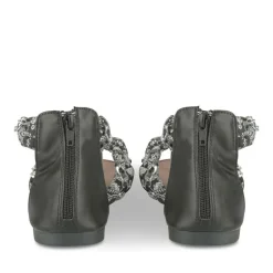 Sandales Entredoigt NOIR Femme Motif Fleuri Fermeture éclair