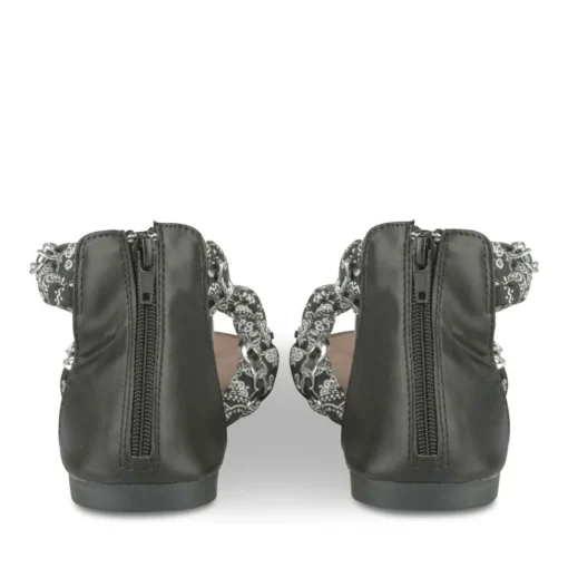 Sandales Entredoigt NOIR Femme Motif Fleuri Fermeture éclair