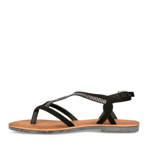 Sandales Entredoigt NOIR Femme Motif Uni Boucle