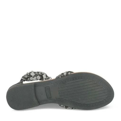 Sandales Entredoigt NOIR Femme Motif Fleuri Fermeture éclair