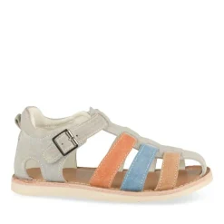 Sandales GRIS Garçon CUIR Motif Multicolore Scratch