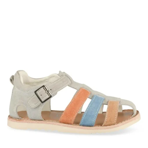 Sandales GRIS Garçon CUIR Motif Multicolore Scratch