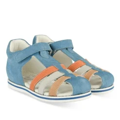 Sandales GRIS Garçon CUIR Motif Multicolore Scratch