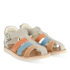 Sandales GRIS Garçon CUIR Motif Multicolore Scratch