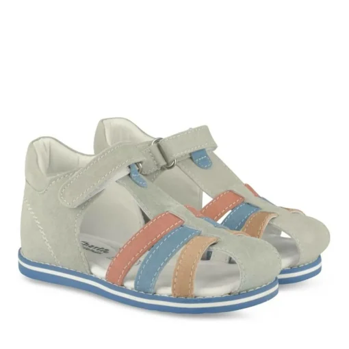 Sandales GRIS Garçon CUIR Motif Uni Scratch