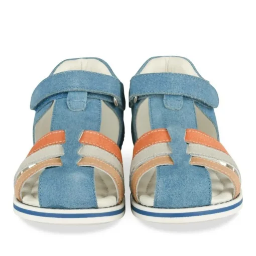 Sandales GRIS Garçon CUIR Motif Multicolore Scratch