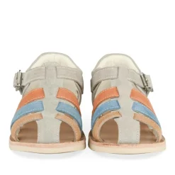 Sandales GRIS Garçon CUIR Motif Multicolore Scratch