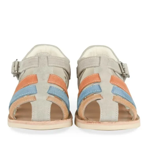 Sandales GRIS Garçon CUIR Motif Multicolore Scratch