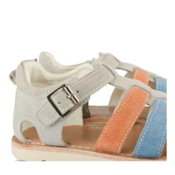 Sandales GRIS Garçon CUIR Motif Multicolore Scratch