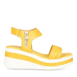 Sandales JAUNE Femme CUIR