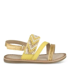 Sandales JAUNE Fille CUIR Motif Perle Scratch