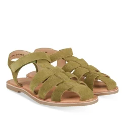 Sandales KAKI Garçon CUIR Motif Uni Scratch