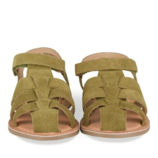 Sandales KAKI Garçon CUIR Motif Uni Scratch