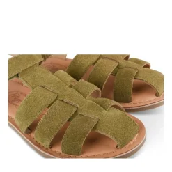 Sandales KAKI Garçon CUIR Motif Uni Scratch
