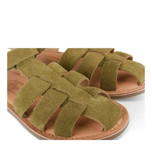 Sandales KAKI Garçon CUIR Motif Uni Scratch