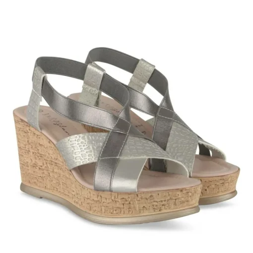 Sandales Liège ARGENT Femme Motif Animal Elastique