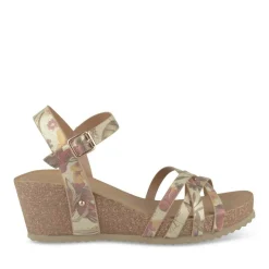 Sandales Liège BEIGE Femme Motif Fleuri Boucle