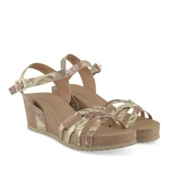 Sandales Liège BEIGE Femme Motif Fleuri Boucle