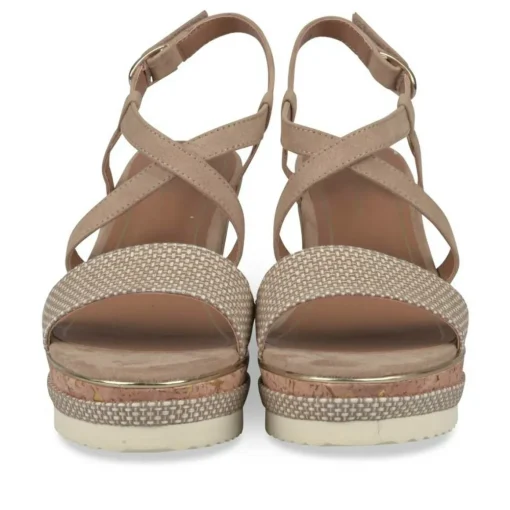 Sandales Liège BEIGE Femme Motif Rayures Scratch