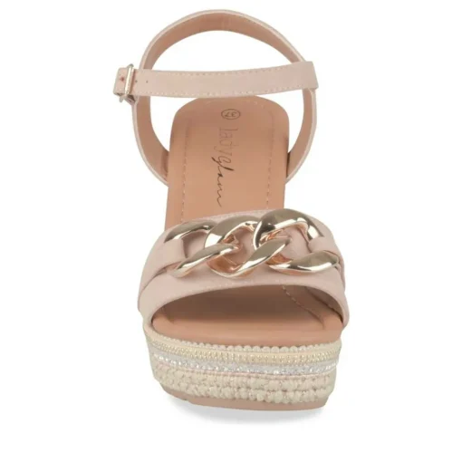 Sandales Liège BEIGE Femme Motif Chaîne Boucle