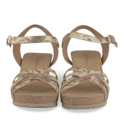 Sandales Liège BEIGE Femme Motif Fleuri Boucle