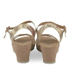 Sandales Liège BEIGE Femme Motif Fleuri Boucle