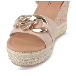 Sandales Liège BEIGE Femme Motif Chaîne Boucle