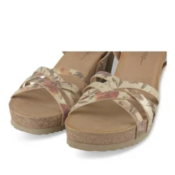 Sandales Liège BEIGE Femme Motif Fleuri Boucle