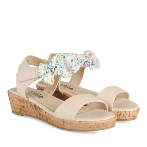 Sandales Liège BEIGE Fille Motif Fleuri Scratch