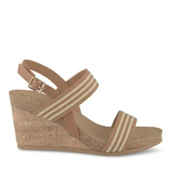 Sandales Liège COGNAC Femme Motif Rayures Boucle