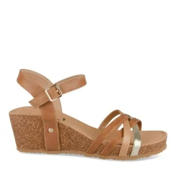 Sandales Liège COGNAC Femme Motif Uni Boucle