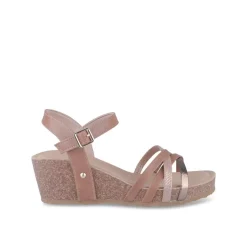 Sandales Liège COGNAC Femme Motif Animal Boucle