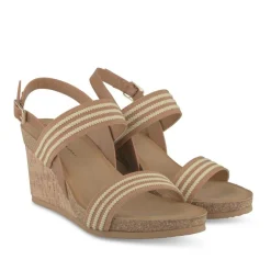 Sandales Liège COGNAC Femme Motif Rayures Boucle