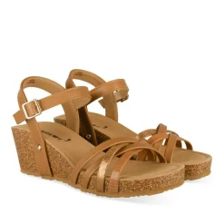 Sandales Liège COGNAC Femme Motif Animal Boucle