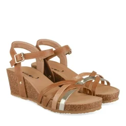 Sandales Liège COGNAC Femme Motif Uni Boucle