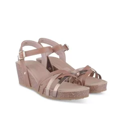 Sandales Liège COGNAC Femme Motif Animal Boucle