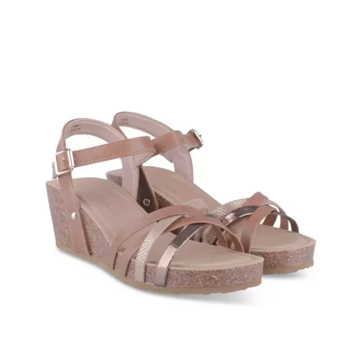 Sandales Liège COGNAC Femme Motif Animal Boucle