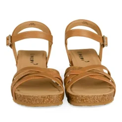 Sandales Liège COGNAC Femme Motif Animal Boucle