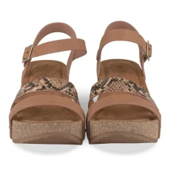 Sandales Liège COGNAC Femme Motif Animal Boucle