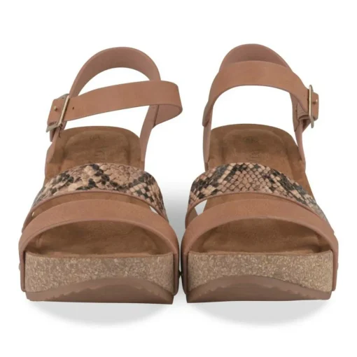 Sandales Liège COGNAC Femme Motif Animal Boucle