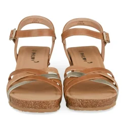 Sandales Liège COGNAC Femme Motif Uni Boucle
