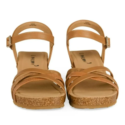 Sandales Liège COGNAC Femme Motif Animal Boucle